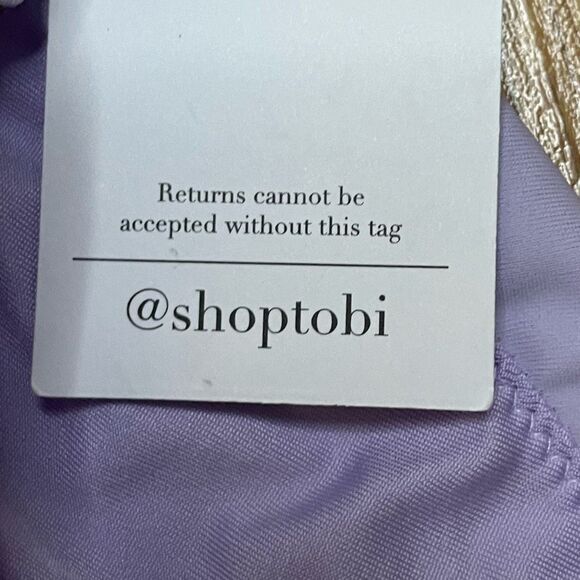 Tobi Let You Go Bikini Bottom Lavender Purple Ruffle Trim Metallic Gold Accent M - Picture 8 of 9